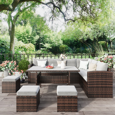 Wicker 8 - Person Outdoor Seating Group With Cushions