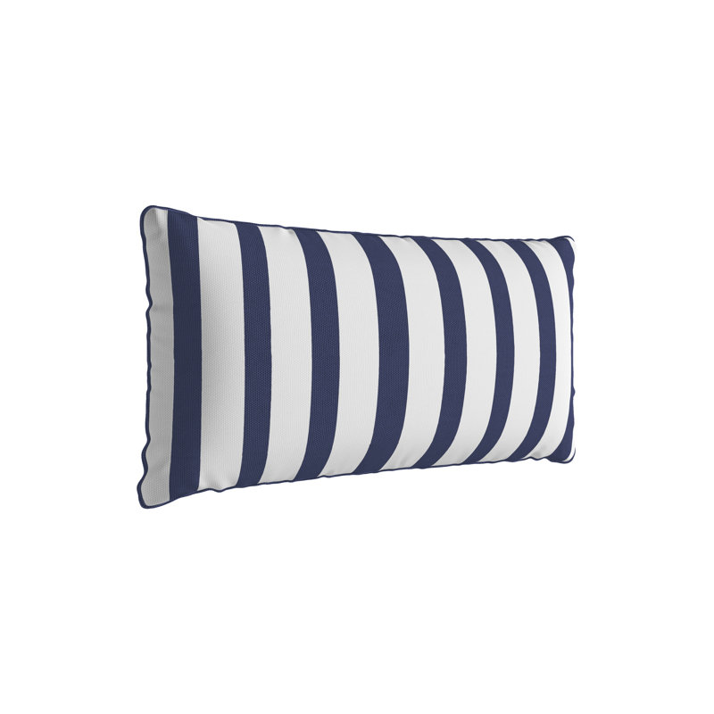 Indoor / Outdoor Striped Rectangular Cushion, Dark Blue