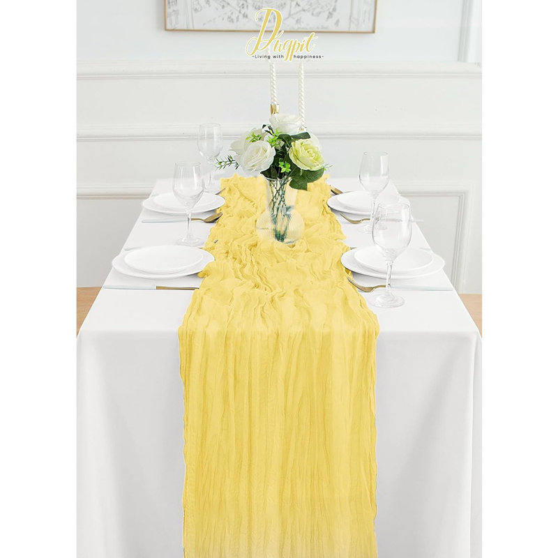 Chemin de table en gaze Cheesecloth, 120" L x 108" W, Jaune clair