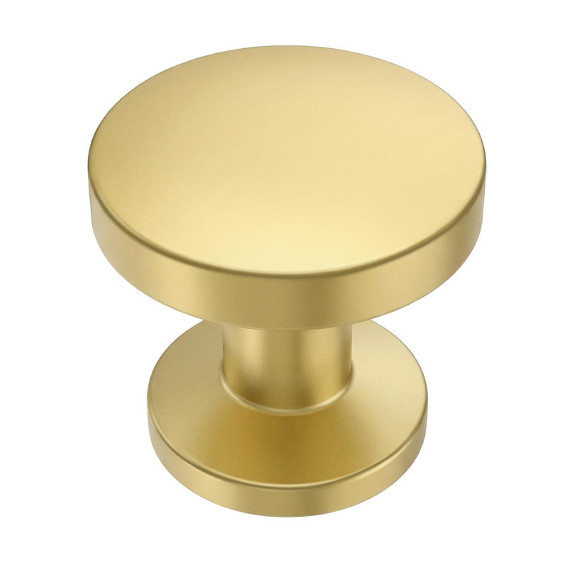 Lot de 30 boutons de meubles en laiton brossé, ronds et dorés, poignées de tiroir pour meubles de cuisine, en alliage de zinc massif, pour salle de bain et commode.