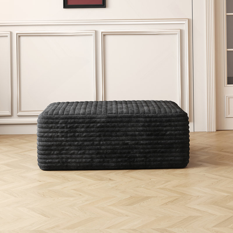 Repose-pieds de canapé, aucun assemblage requis, noir (tissu velours côtelé moelleux)