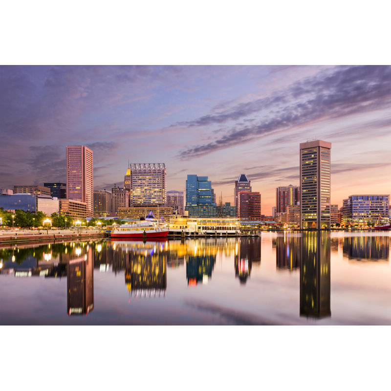 Baltimore Inner Harbor Skyline - Wrapped Canvas Print, 81cm H x 122cm W x 3.8cm D