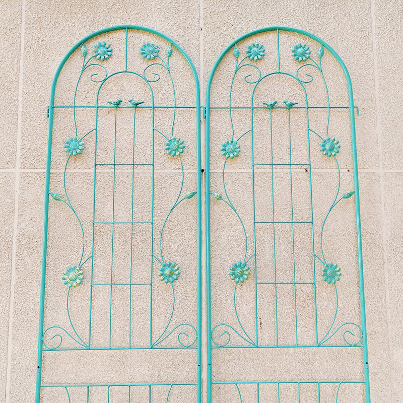 Ensemble de 2 treillis de jardin en métal antirouille de 86,7 po x 19,7 po - Support robuste pour plantes grimpantes d'extérieur pour fleurs, vignes et légumes | Assemblage facile