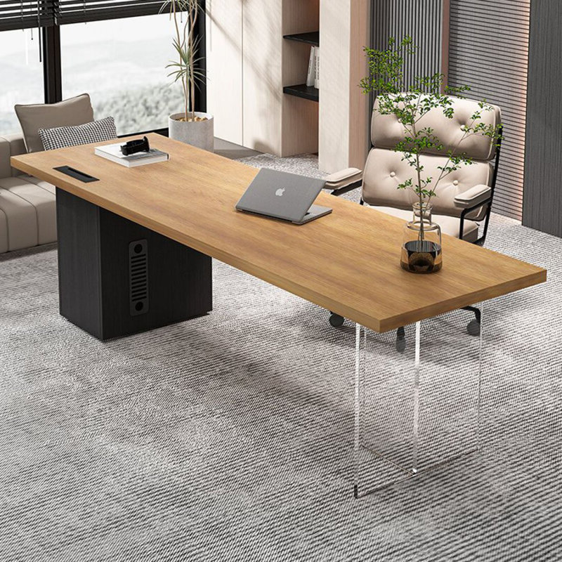 Bureau et bibliothèque intégrés modernes et simples, H 29,53 po x l 94,49 po x P 35,43 po, Noir