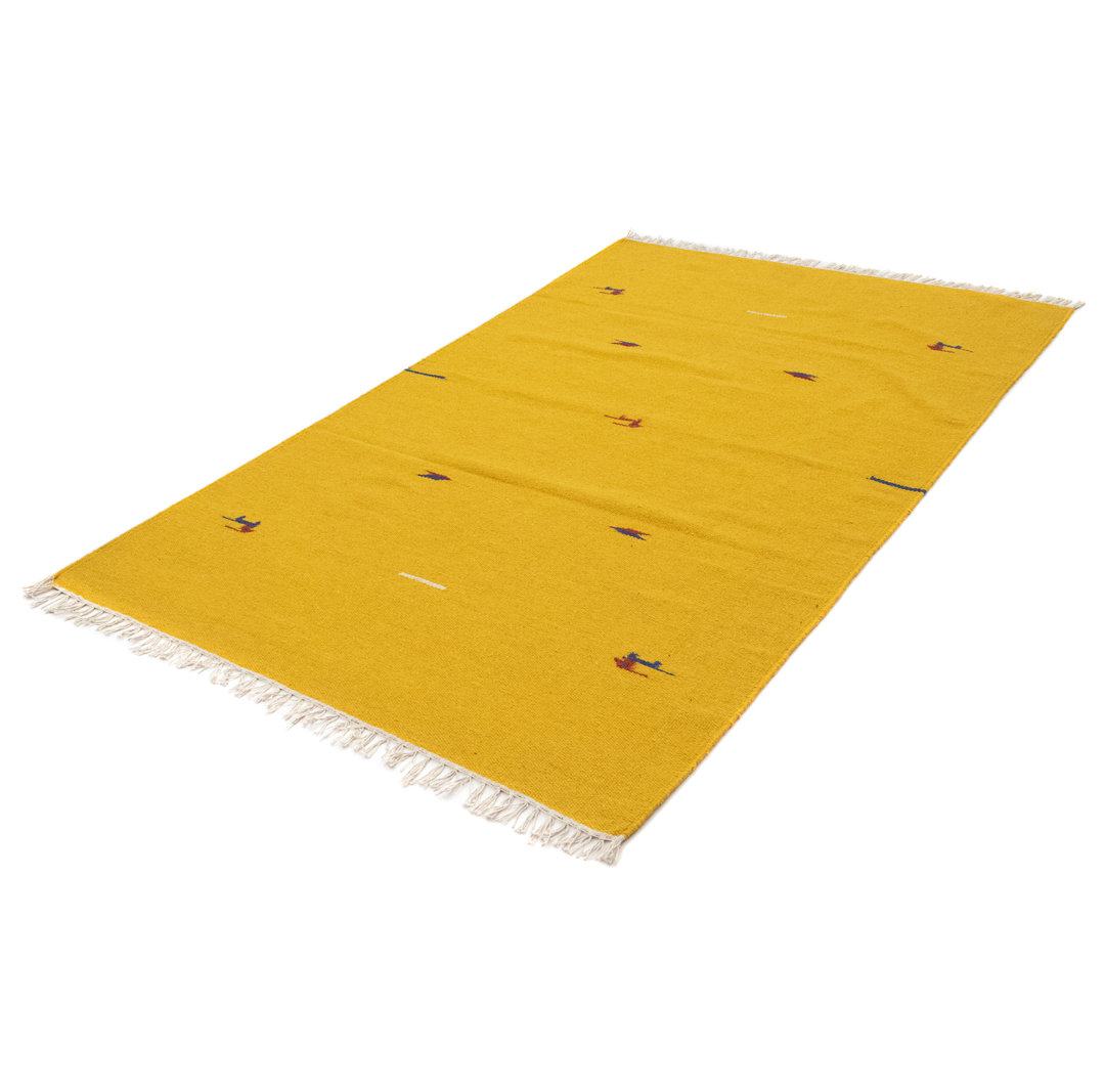 Handmade Kilim Wool Yellow Indoor/Outdoor Rug