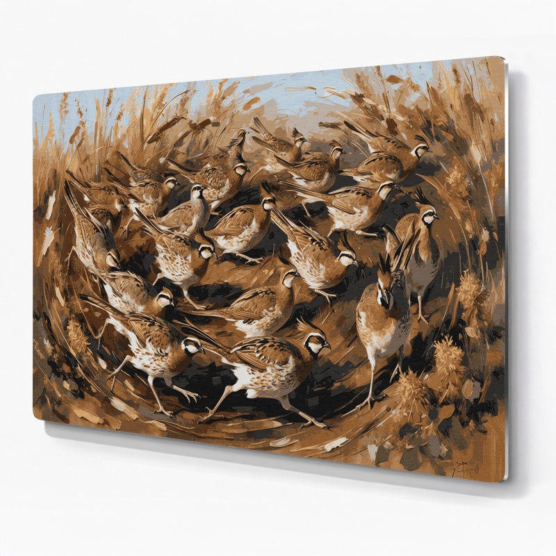 Oiseaux, art mural brun brun en métal, H 11 po x l 14 po