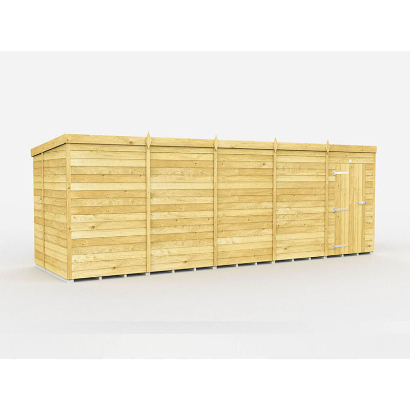 20ft x 6ft Pent Shed - Single Door without Windows