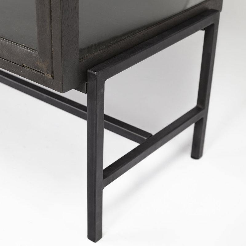 Arelius 70'' W Solid Wood Sideboard, Black/Dark Brown
