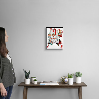 Père Noël remplissant les bas, art mural sur toile