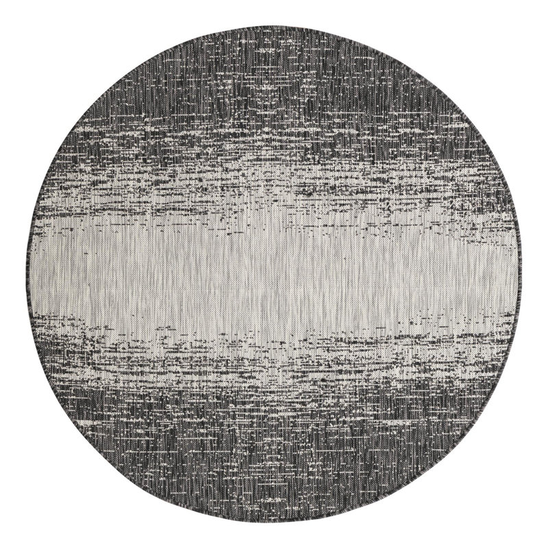 Pindall Charcoal Gray/Gray Indoor/Outdoor Rug, Round 5'3"