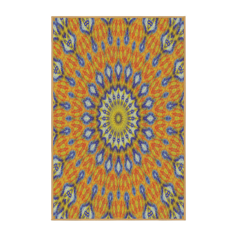 Tapis orange Ikat, Rectangle 5 pi x 7 pi