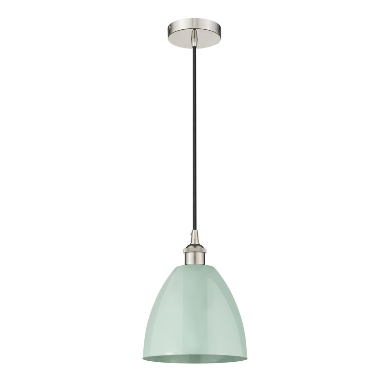 Luminaire suspendu simple à 1 lumière Schiavone, Écume de mer, Nickel poli