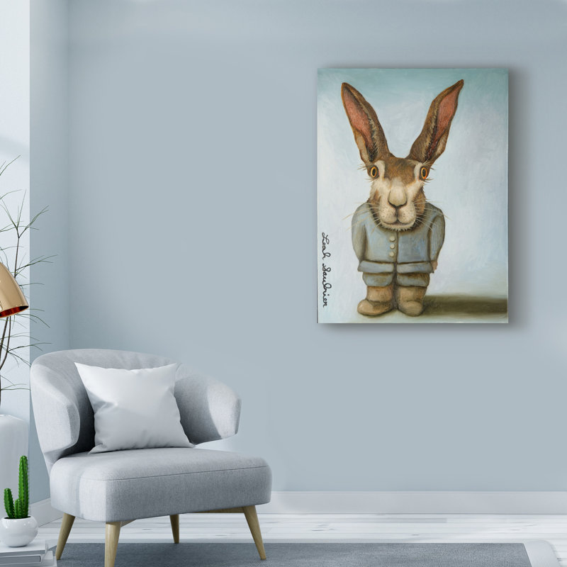« jack the lapin », reproduction de peinture à l’acrylique sur toile tendue, H 19 po x l 14 po x P 2 po