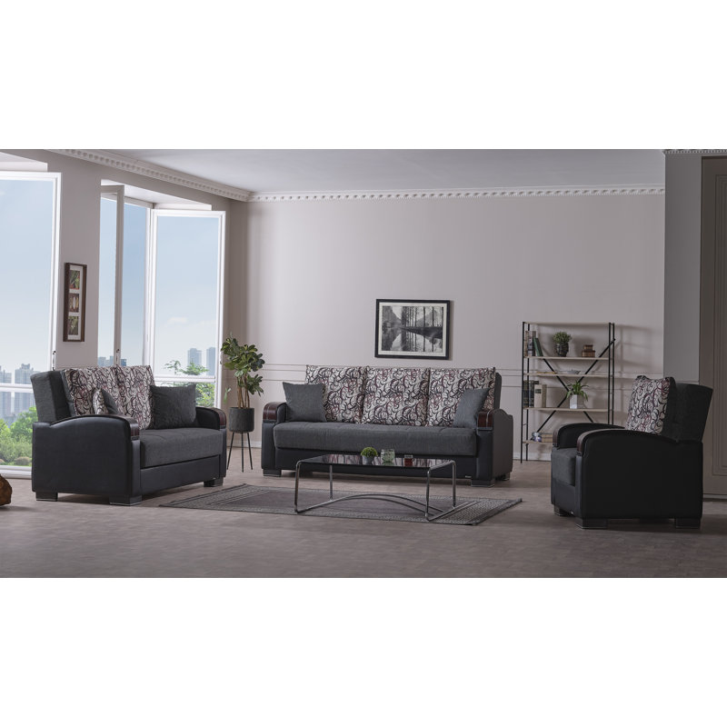 Norridge Mobi Max 87 in. Fabric Upholstered 3-Seater Twin 3-in-1 Sleeper Sofa Bed with Storage, Gray, 37"H x 65"W x 41"D