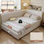 Beige Corduroy Upholstered Daybed with Secure Side Rails-20750608