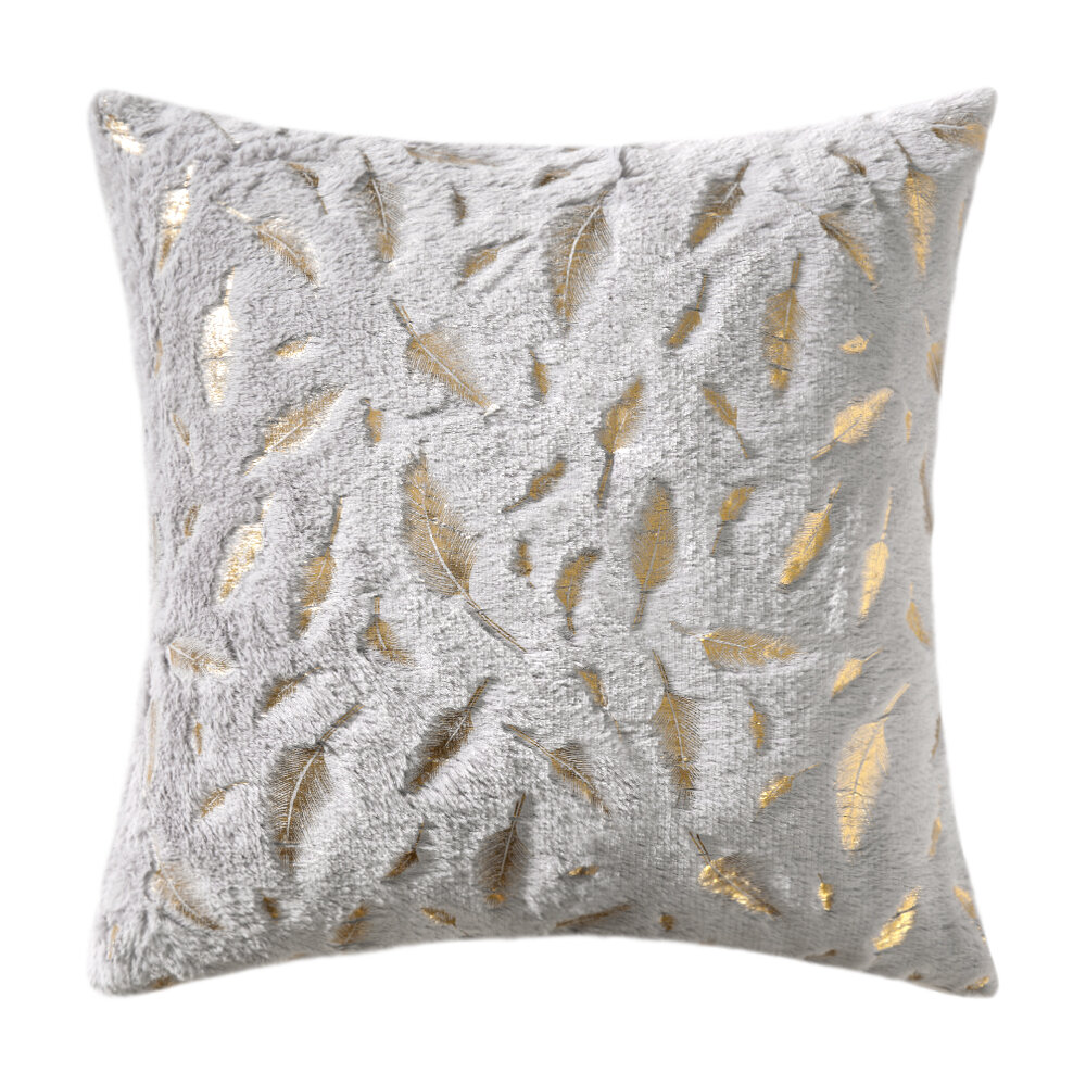 Gold fur throw online pillows