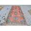 Tapis de couloir turc fait à la main en orange et bleu avec des motifs traditionnels pour le couloir