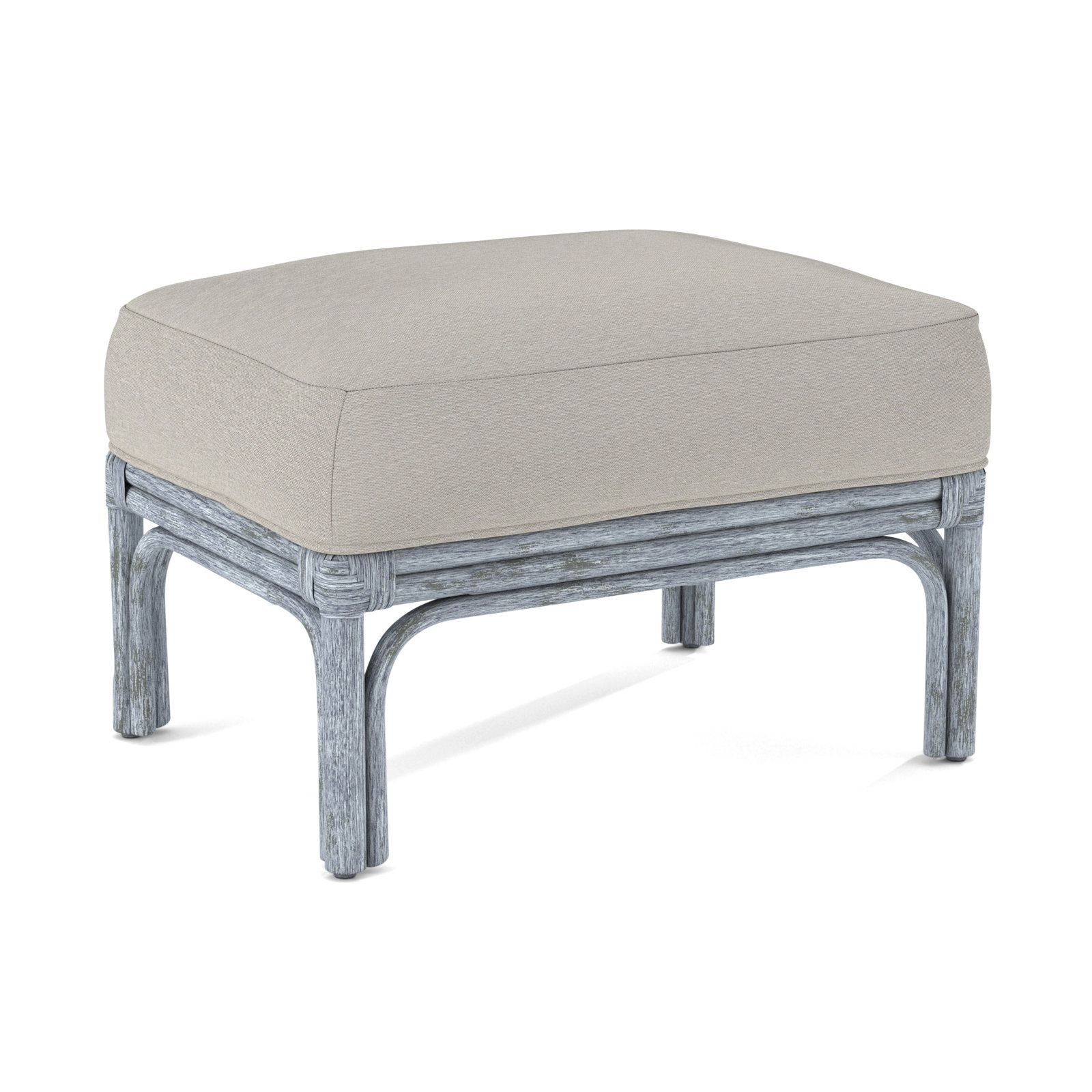 Boca Upholstered Ottoman, White Performance Fabric; 0851-94, Sea Glass