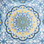 Housse de lit de jour - réversible bleu 6 pièces, avec imprimé médaillon et revers rayé, convient au matelas simple, comprend 1 housse, 3 taies décoratives, coussin décoratif, pièce réversible lavable à la machine, revers