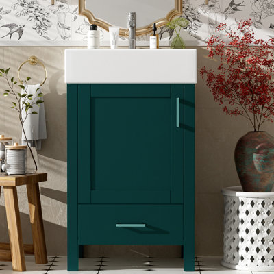 Meuble-lavabo moderne 20,3 po avec lavabo en céramique