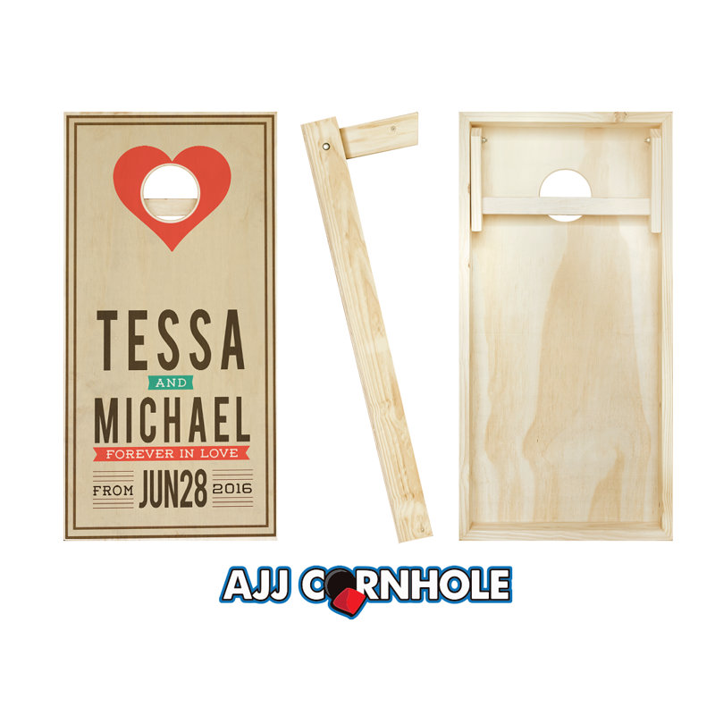 Ensemble de jeu de cornhole teinté mariage 2 'x 4' avec sacs, Oui, Rouge / royal