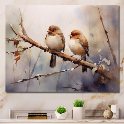 Oiseau moineau beige et brun I - art mural oiseau pour le salon