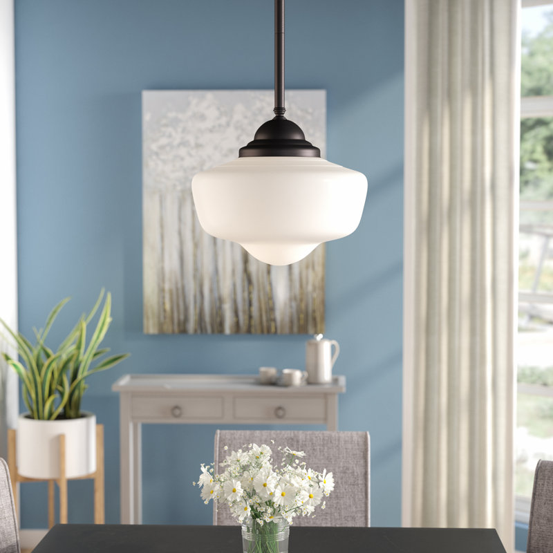 Luminaire suspendu Wade Logan Belby avec opale, Bronze Brossé