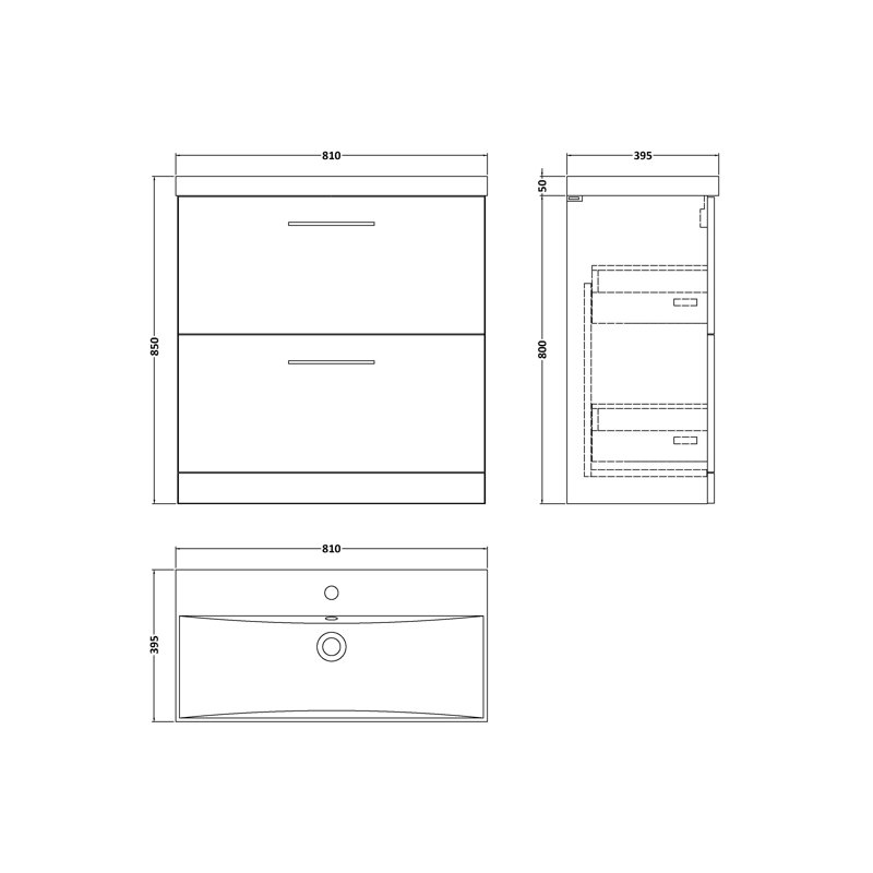 Arno 810mm Single Bathroom Vanity with Basin, Charcoal Black