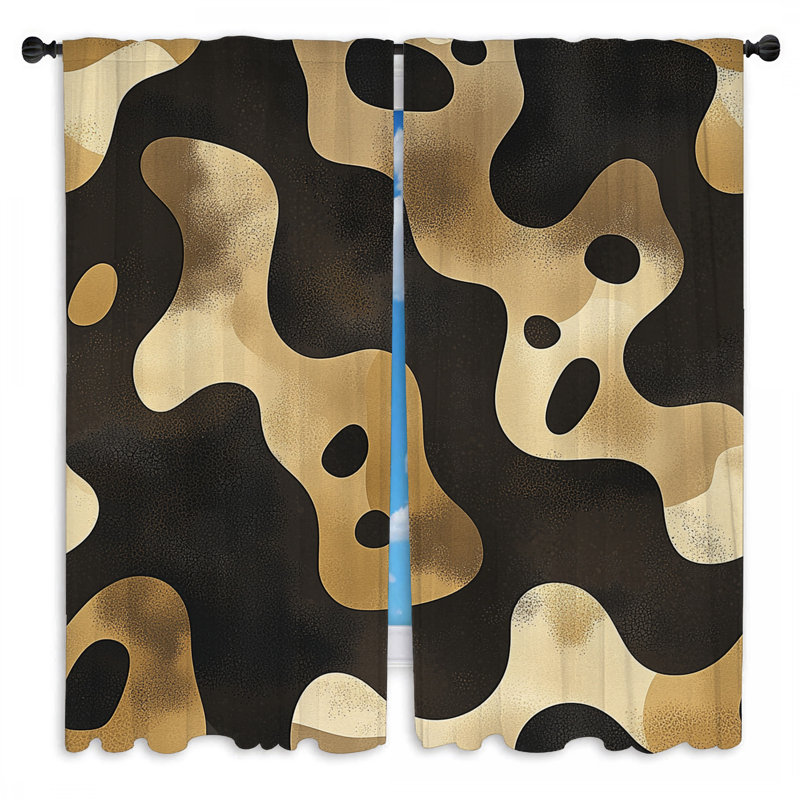 Rideaux de fenêtre à motif camouflage à motif abstrait Steampunk - 2 panneaux, L 20 po x L 52 po