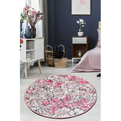Tapis rose / gris touffeté à la machine Bakirkoy