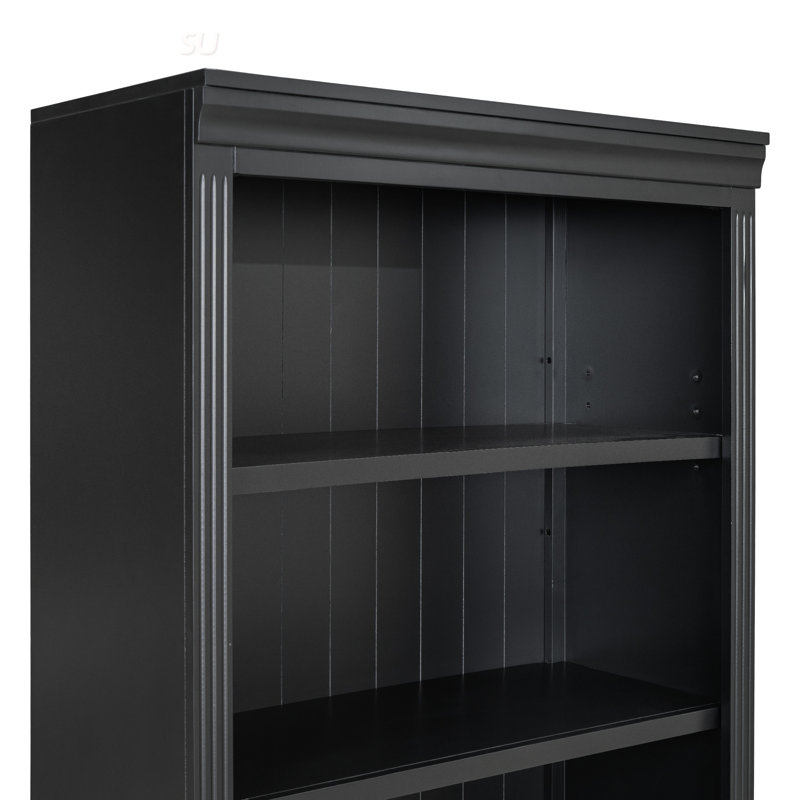 Ensemble de bibliothèque de 83 pouces de hauteur avec lumière DEL et 5 tablettes réglables à 5 niveaux, Noir