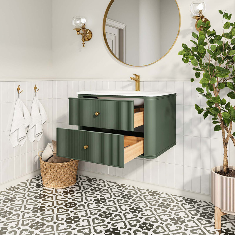Meuble-lavabo mural flottant avec lavabo intégré, 30" W