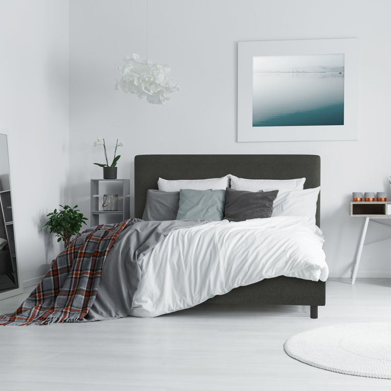 Eisley Upholstered Standard Bed, King, Classic Linen Black