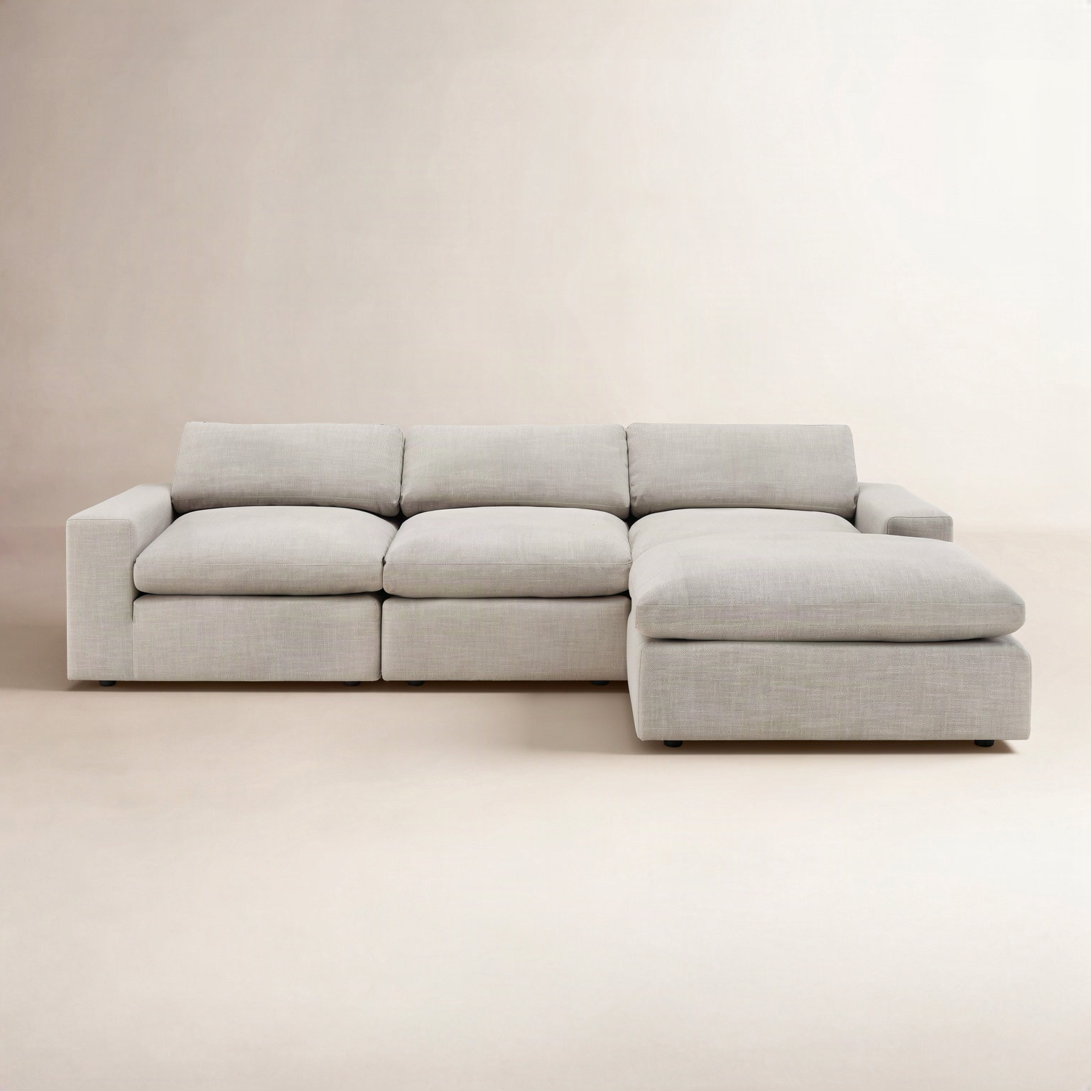 Asher Modular Upholstered Reversible L-Sectional, Effie Flax Performance Linen