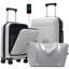 Ensemble de 3 valises à ouverture frontale, bagage à main rigide avec port USB, valise extensible avec roulettes et verrou TSA-130173525