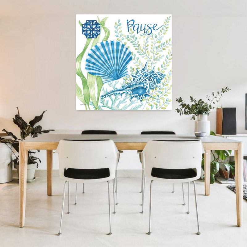 Bord de mer, pause, contemporain, plage, océan, art, H 36 po x l 36 po