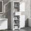 Grande armoire de rangement pour salle de bain, autoportante avec tiroir et tablette réglable, panneau de fibres à densité moyenne avec finition peinte
