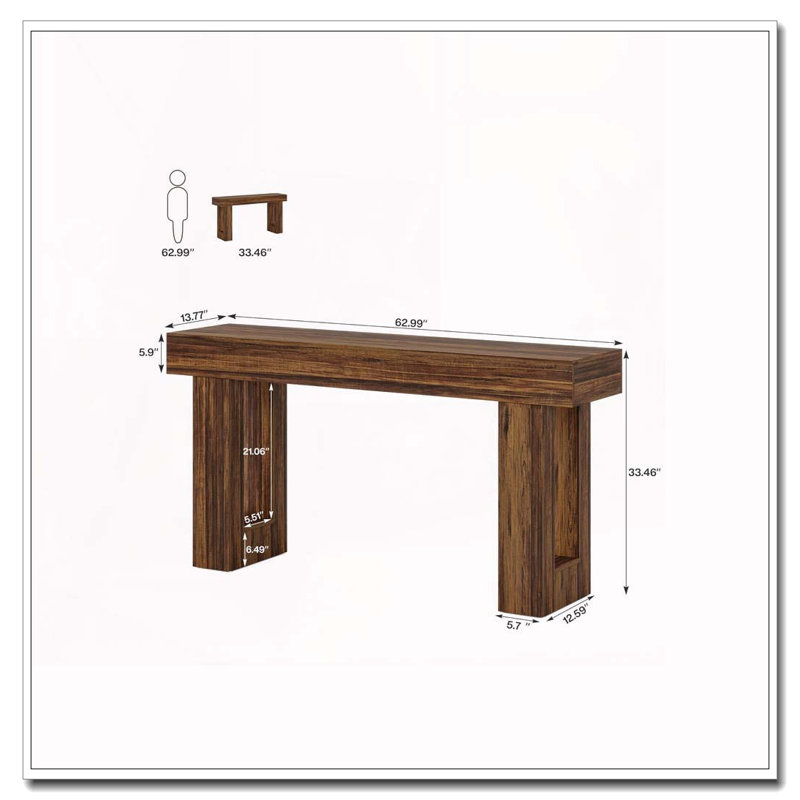 Console 63 pouces Farmhouse, Brun rustique