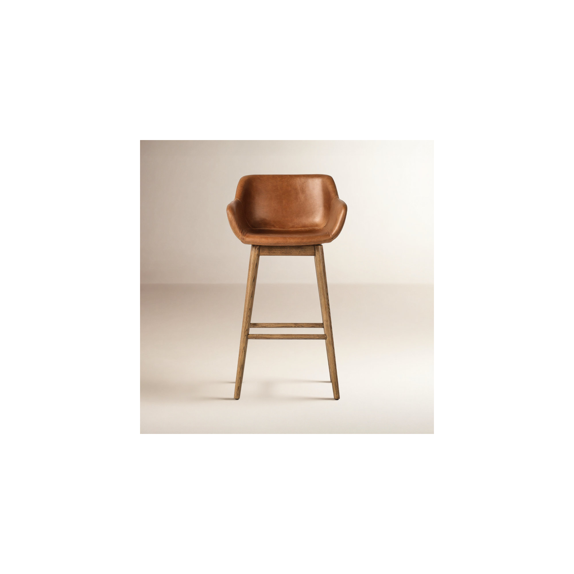 Bahari Swivel Leather Stool, Sonoma Chestnut/Genuine Leather, Bar Stool (30.5" Seat Height), Amber Ash