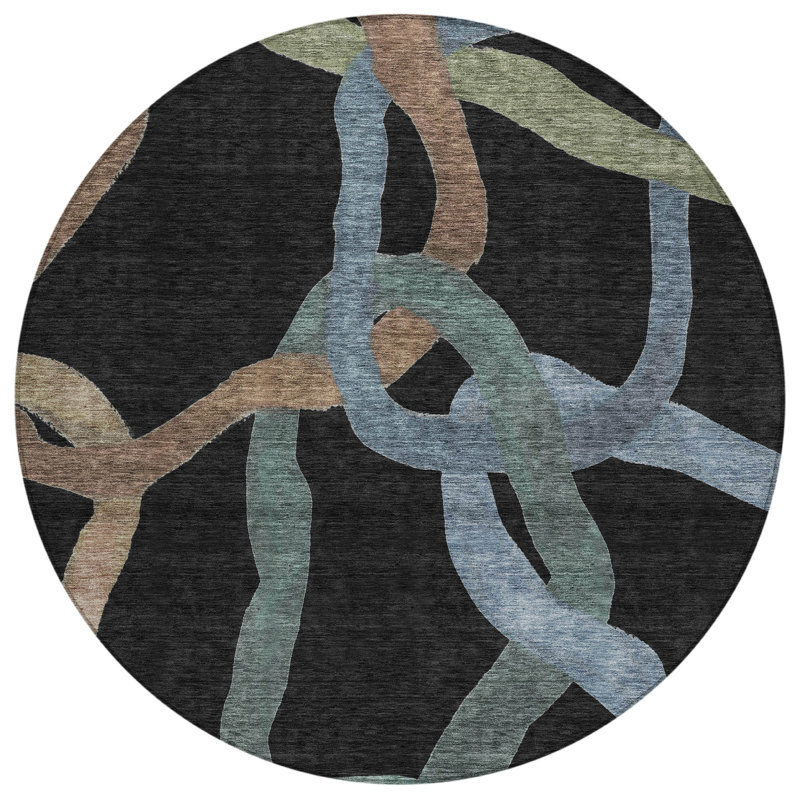 Machine Washable Indoor/Outdoor Jozwiak ACN2394 Abstract Rug, Round 8'