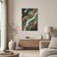 Tableau sur toile à motifs circulaires abstraits turquoise et bronze-1205327429