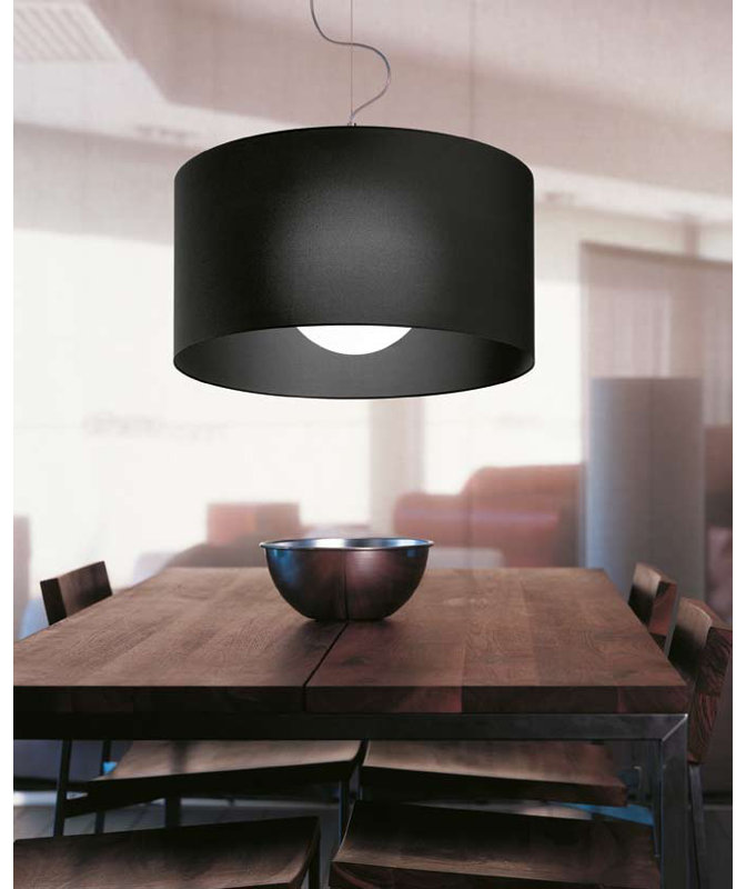Luminaire suspendu tambour 19,7 po Fog 1 lumière, Noir