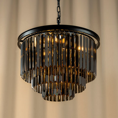 Lustre moderne en cristal à 6 franges 6 lumières