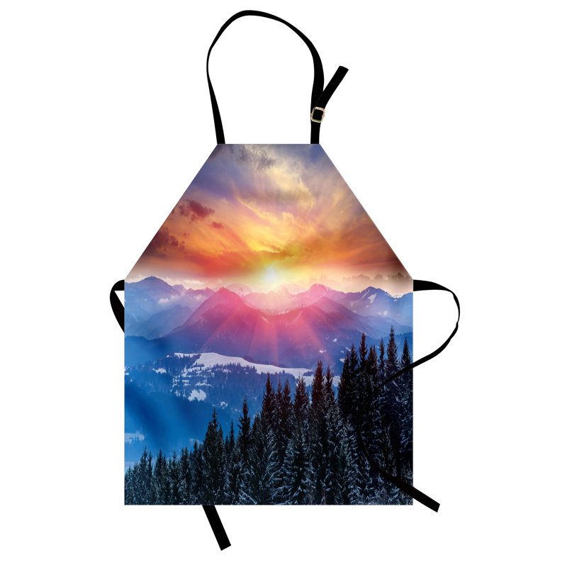 Tablier de préparation pour la forêt unisexe, Sunset in Mountains, taille adulte, bleu orange