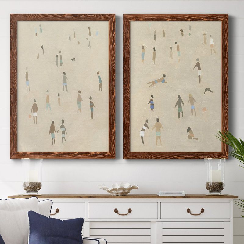 Beach Goer I - ensemble de 2 peintures encadrées, H 43,5 po x l 31,5 po x P 1 po, Toile encadrée érable