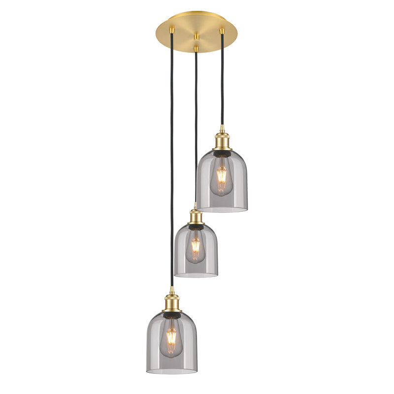 Odaniel 3 - Light Cluster Pendant, Light Smoke, Satin Gold