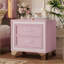 Table de chevet Mid-Century en velours avec 2 tiroirs Pieds en métal, rose-1890064023