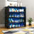Stackable Wooden Shoe Display Case With RGB LED Lights And Glass Door For Sneaker Organization And Showcase.-1278678887