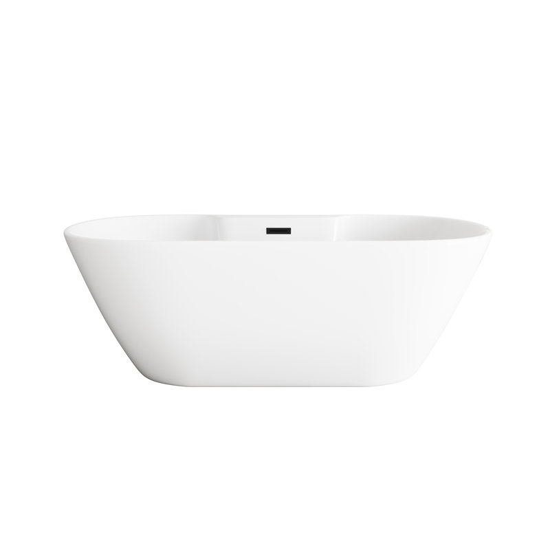 67 Inch Bathtub in Glossy White with Trim, Matte Black