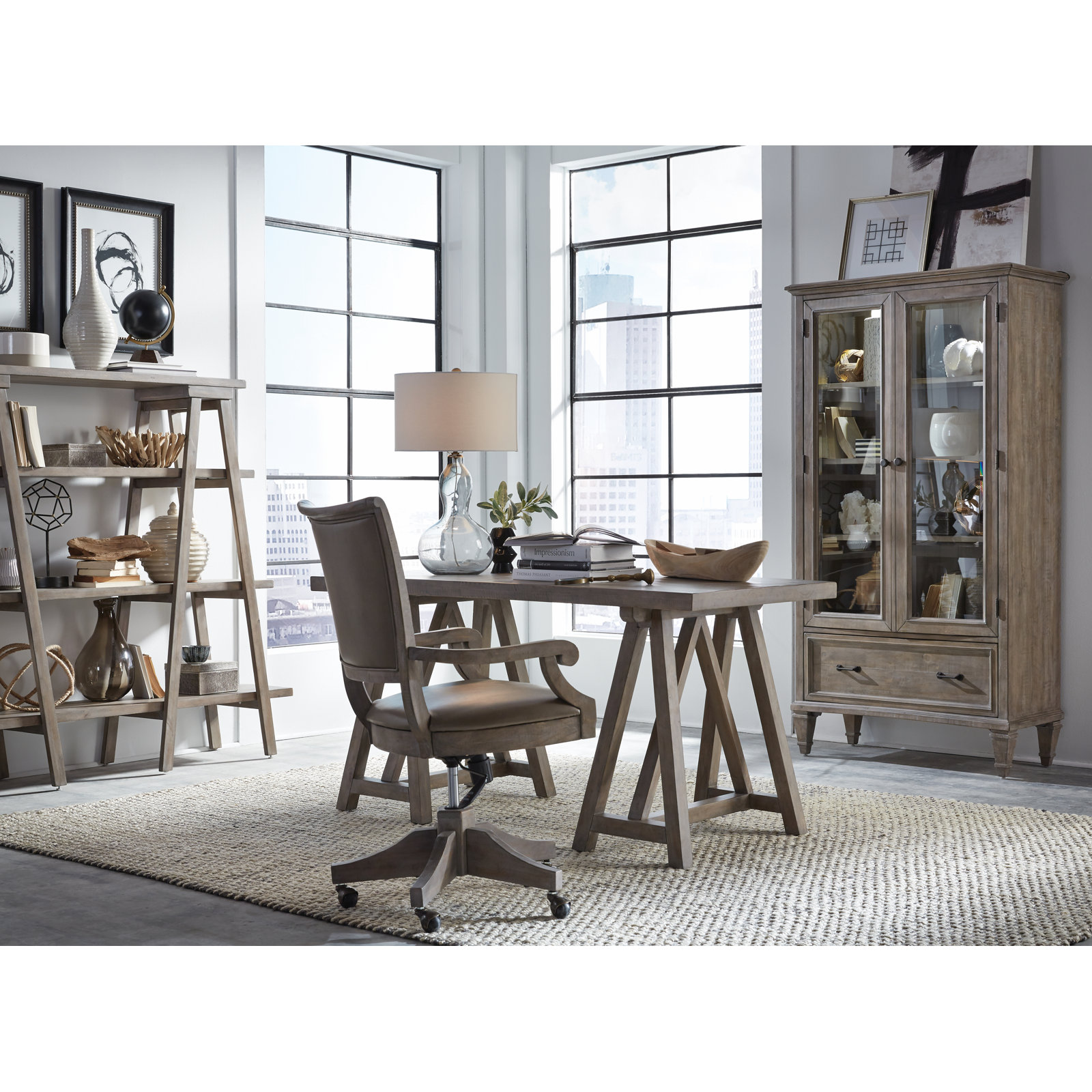 Kerey 40" Pine Bookcase, Dove Tail Gray